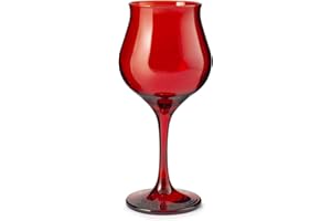 Pasabahce Wavy Set 6 Calici Rosso – Vino Bianco – Design Tulipano, Vetro Elegante per Tavola Natalizia, Lavabili in Lavastoviglie