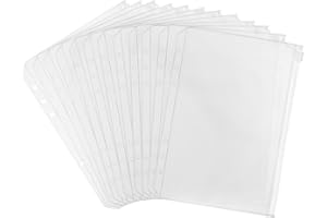Bidponds 12 Stücke A5 Bindertaschen, 6 Löcher, Budget-Umschläge für Budgeting, transparente Kunststoff-Tasche mit Reißverschluss für A5 Budgetplaner, Geldorganizer