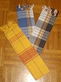 100% algodón. Zusenzomer Pestemal 3er SET 3 x + negro + amarillo cuadriculado azul sauna toalla de 80 x 160 cm