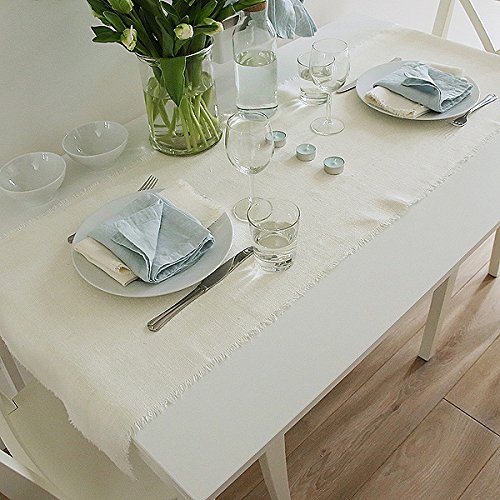 Rustikaler-Tischlufer-Leinen-gebrochenes-Wei