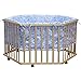 BABY VIVO WOODEN PLAYPEN 6-SIDE WITH REMOVABLE WASHABLE INLAY BLUE