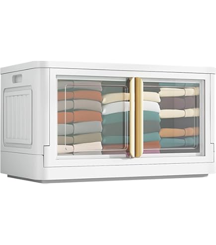 2 Scatole Organizzatrici Impilabili Con Ruote Creahaus 28L - Portaoggetti Pieghevoli Multiuso Arancione