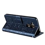 Huawei Nova Plus Hülle, Ukayfe Lederhülle Leder Tasche Case Cover für Huawei Nova Plus Handyhülle im Buchstyle,Prägung Elefant Muster Premium Kunstleder Tasche Flip Wallet Case mit Standfunktion Karteneinschub und Magnetverschluß Etui Schutz Hülle für Huawei Nova Plus (Blau) - 