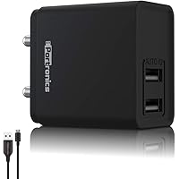 Portronics Adapto 649 POR-649, 2.4A Quick Charging Dual USB Port Wall Adapter with 1M Micro-USB Charging Cable (Black)
