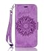 Produktbild Lonchee iPhone 7 (4,7 zoll) Wallet Tasche Brieftasche Schutzhülle ,Mandala Blumenmuster geprägt Muster Design Hochwertige PU Leder Folio Tasche Case Hülle im Bookstyle mit Standfunktion Kredit Kartenfächer (lila)