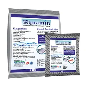 Anfotal Nutritions Aquamin Chelated Mineral Mixture for Fishes & Prawns Feed Supplements 1 Kg Pouch