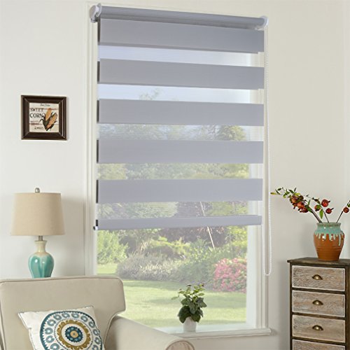 SHINY HOME® Doppelrollo DUO-Rollo Fensterrollo Verdunkelungsrollos Klemmfix für Fenster Ohne Bohren mit Klemmträger Lichtblick und Sonnenschutz 80x150cm (Grau)