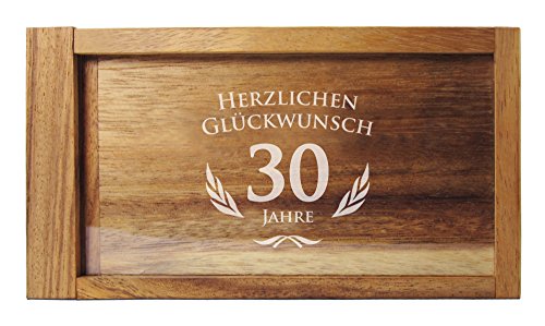 Magische Geldgeschenkbox zum 30. Geburtstag - mit Gravur - Standard - Maße: ca. 17 x 9,5 x 2,5 cm