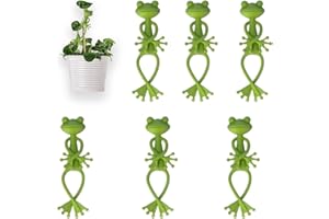 Glamifyr 6 Stück Frosch Pflanzenstütze,Frosch Pflanzenclips,Pflanzenclips,Pflanzenstütze & Pflanzen Clips für Kletterpflanzen,Wiederverwendbare Pflanzenklammern für Garten,Balkon & Topfdekoration