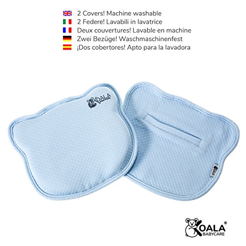 Orthopädisches Plattkopf Babykissen mit zwei entfernbaren Bezügen beugt vor / heilt Plagiozephalie (Schiefschädel-Kopfform) | Babykopfkissen für die korrekte Kleinkind-Position, perfekt für den Kinderwagen, das Kinderbett oder die Wiege – KoalaBabycare – Babykissen gegen Kopfverformung - 2