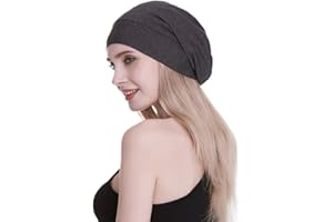 FOCUSCARE Gorro de dormir con forro de satén de seda, interior de 19 mm, 100 % seda de morera, viscosa natural, transpirable para el cabello