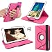 Produktbild PLM® "Konya" Pink Samsung Galaxy Tab 3 7.0 Kunstleder Hülle Schutzhülle Tasche Flip Cover Case 360° Premium Ledertasche Lederhülle - mit Ständerfunktion, Elastik Halteschlaufe, Kartenfächer, Elastikbandverschluss