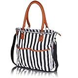 Wickeltaschen von nimnik | Windel Tasche w/Wickelauflage | Designer Staubbeutel für Mädchen Jungen Zwillinge | schwarz Streifen - 2