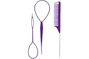 UENXRXE 3 Piezas Moño De Pelo Fácil,Peine De Cola,Llave Inglesa,Kit De Pelo,Trenzado De Pelo De Bricolaje,Ayuda para Peinar El Cabello,para Mujeres,Niñas