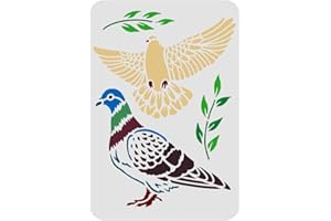 FINGERINSPIRE Pochoir Colombe de la Paix 29,7 x 21 cm Colombe de la Paix Branche d'Olivier Pochoirs pour Peinture Pochoir Pigeon Réutilisable pour Peinture sur Bois Carrelage Papier Tissu Sol Mur