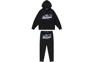 ZORQ Set di Tuta da Uomo e Donne Ricamo Trapstar di Marca alla Moda, Completo Trapstar Ricamata Shooters Unisex,2 Pezzi Jogging Sportiva Set Autunno Inverno, Felpa con Cappuccio in Plie e Pantaloni