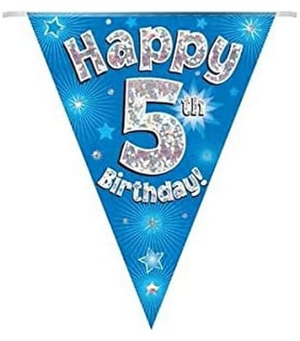 Amscan Happy 5. Geburtstag Banner – Holografische Folie, 2,7 Meter Lang, Mit Sternen-Design, Für Geburtstagsdeko