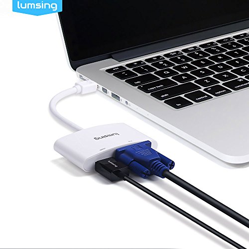 Lumsing Mini Displayport (Thunderbolt-Port kompatibel) DP-HDMI-VGA-Konverter 2-in-1-Adapter Adapter für Macbook Pro Air iMac Oberflächen Pro 3 - 3