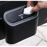Ankanorm Auto Accessory Car Trash Can Black Portable In-Car Organizer Trash Can with Portable Cover