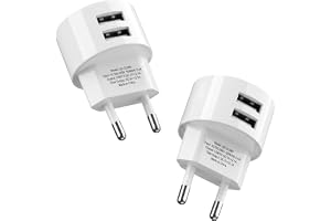 2 st dubbelt USB-A-uttag, 5 V, 2,1 A, snabbladdning, USB-nätadapter för kabeluttag och trummor, kompakt och platt USB-block för , och enheter med begränsade utrymmen