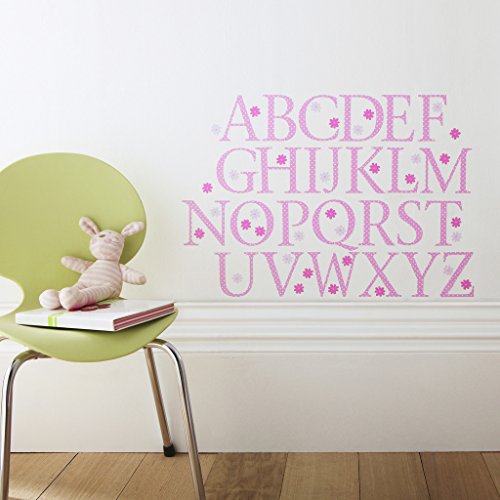 Childrens Alphabet Wall Stickers, 26 stickers A-Z and 57 Flower Stickers