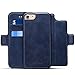 Produktbild HARRMS iPhone 6/6s Leder Flip Case Handyhülle und Brieftasche Handytasche mit 4 Kredit Kartenfächer - Abnehmbare Magnet Schutzhülle - Standfunktion,Blau
