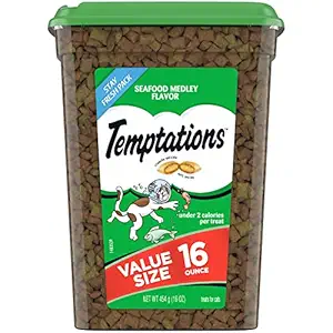 TEMPTATIONS Classic Treats for Cats Seafood Medley Flavor 16 Ounces; With Our Mouthwatering Menu We Have a Flavor For Every Feline