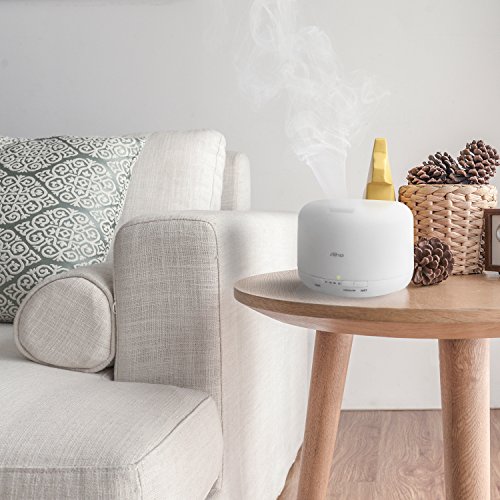Aroma Diffuser Aiho 500ml Luftbefeuchter Ultraschall Vernebler Duftlampe Elektrisch Air Humidifier Öl Düfte Diffusor Holzmaserung LED mit 7 Farben einstellbarer Niedrigwasserschutz für Babies Yoga Kindergarten Schlafzimmer Büro - 5