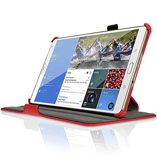 igadgitz Rot PU Ledertasche Hülle Cover für Samsung Galaxy Tab S 8.4″ SM-T700 mit Multi-Winkel Betrachtungs + Auto Sleep/Wake + Handschlaufe + Displayschutzfolie - 7