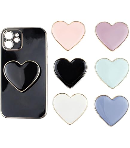 6 Supporti Grip Per Telefono Con Airbag - Base Antiscivolo, Decorazione Con Cuore, Multicolore