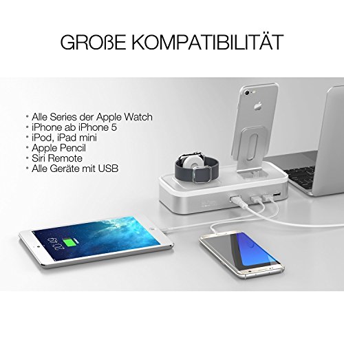 Oittm 5 USB Ladestation f  r iPhone und Apple Watch Series 3 Apple Watch Series 2 Apple Watch Series 1 iPhone 8 iPhone 8 plus iPhone X iPhone 6 Plus i