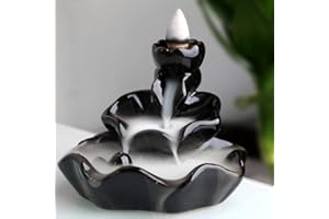 YYW Kleiner Wasserfall Räucherstäbchen Halter mit 10PCs Rückfluss Räucherkegel, Asien Keramik Räucherstäbchenhalter Rückfluss Räuchergefäß