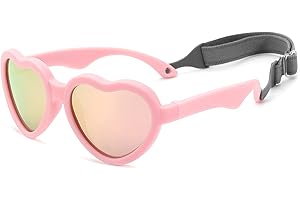 COASION Baby Sunglasses Polarized Rubber UV Protection with Strap Heart Shape Sun Glasses for Boys Girls Kids Ages 0-24 Months