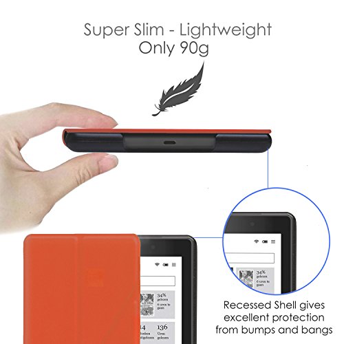 Forefront Cases   Kobo Aura Edition 2  Modelo 2016  Origami Funda Carcasa Stand Smart Case Cover     Ultra Delgado Ligera y Protecci  n Completa del Dispositivo con Funci  n Auto Sue  o Estela  Naranja 