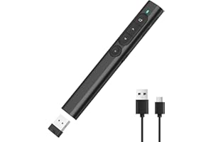 MOXYOY Presentation Clickers, Clicker for Powerpoint, Wireless Rechargerable Presenter Remote, Presentation Clicker with Volume Control/Hyperlink for Keynote/PPT/Mac/PC/Laptop (Black)