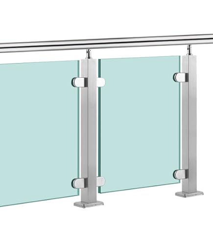 Edelstahl Geländerpfosten 110 Cm – Für Glas- Oder Holzgeländer, Mit Glasklemmen Und Gummis, Silber, 316er Edelstahl