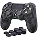 Produktbild YoRHa Wasser Transfer Druck Tarnung Silikon Hülle Abdeckungs Haut Kasten für Sony PS4/slim/Pro Controller x 1 (grau) Mit Pro aufsätze thumb grips x 8