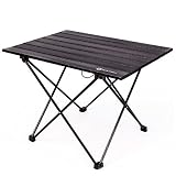 TRIWONDER Mesa Plegable para Acampada Ligera Aleación de Aluminio Portátil Mesa de Comedor Playa Picnic Camping Jardín al Aire Libre (Negro - L (56 x 40.5cm))