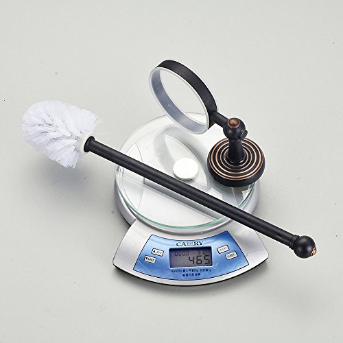 Weare Home Antik Retro Vintage Design Schwarz Öl rubbed Bronze finished Wandmontag Bohren Messing Toilettenbürstenhalter mit Becher aus Keramik für Badezimmer Dusche Küche - 3