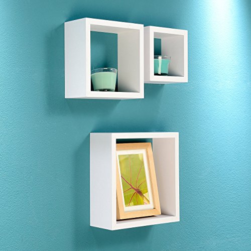 Carlo Milano 3er-Set Quadratische Wandregale, bis 25 x 25 x 9 cm, weiß - 6