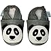 Dotty Fish, Girls and Boys, Soft Leather Baby Shoes. Grey Panda available in 0-6 Months to 2-3 Years.