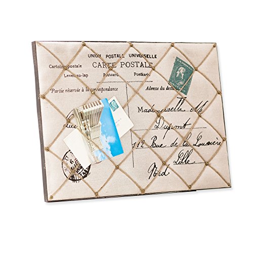 LOBERON Memoboard Harvey - Vintage-Look mit nostalgischem Postkarten-Motiv, mit Schnüren bespannt, creme