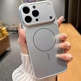 İPhone 15 Pro Max ile Uyumlu 17 Pro Max G&ouml;r&uuml;n&uuml;ml&uuml; Magsafe Destekli Kablosuz Şarj &Ouml;zellikli Kamera Lens Korumalı Şık Metal G&ouml;r
