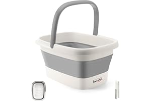 BEINILAI Collapsible Foot Bath Basin for Soaking Feet, Foot soak tub with Handles and Massage Acupoint,Multifunction Collapsible feeting Soak Tub-Gray