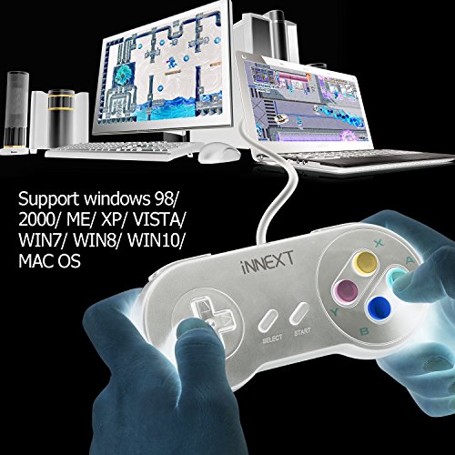 iNNEXT 2x Nueva Retro USB para S  per SNES controlador Mando de juegos Controller para PC   Mac