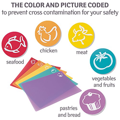 Tatkraft Pic Hi-Qualität Flexibel Schneidebrett Set von 5 mit Lebensmittel Symbolen - 5