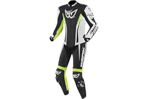 Berik Monza 1-Teiler Motorrad Lederkombi (Black/White/Yellow,56)