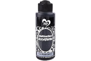 IDEEN MIT HERZ Peinture Acrylique Multisurface | Universelle pour différentes Surfaces | Couleur à Peindre de Bois, Verre, Polyester, céramique, Porcelaine, polystyrène, Plastique, Cuir | 120 ML (Noir)
