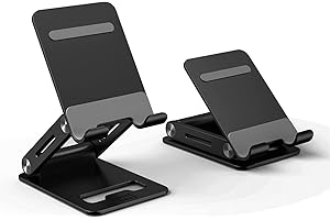 Minthouz Handy Ständer, Einstellbar und Faltbar Handyhalterung, Aluminium Handy Halterung Kompatibel mit iPhone 14 13 Pro Max Mini 12 11 und Allen 4,7-7,9 Zoll Smartphones - Schwarz