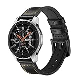 Armband für Samsung Galaxy Watch 42mm, Armbänd Lederarmband Ersatz Band Silikon Verschluss Kompatibel für Samsung Galaxy Watch 42mm (Schwarz)